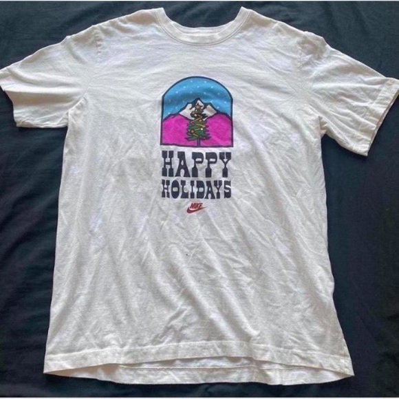 Nike Other - Nike Festive White Tee with Holiday Graphic